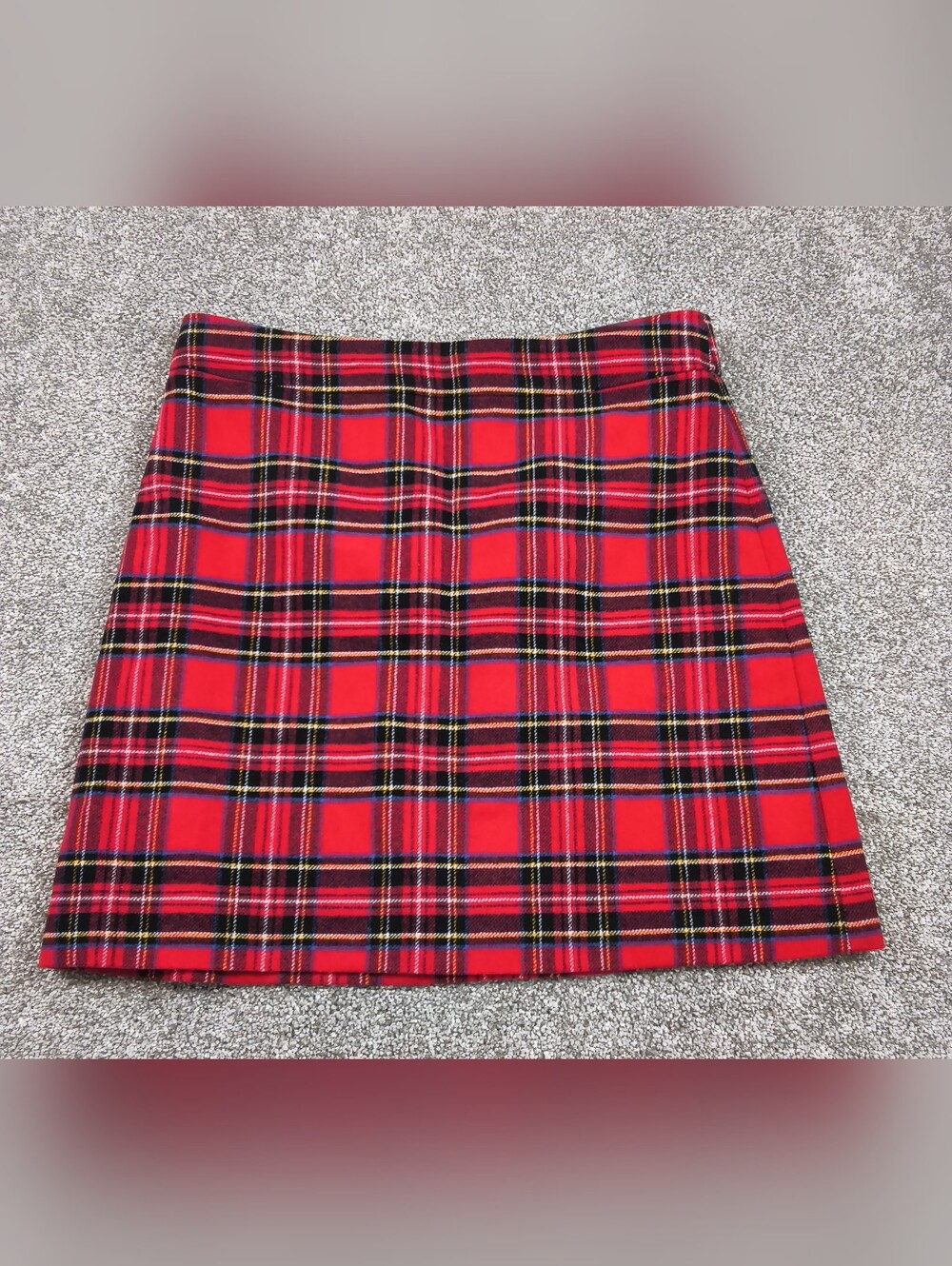 J Crew Tartan Plaid A Line Mini Skirt  Womens Size 12Red Wool Blend Lined Preppy